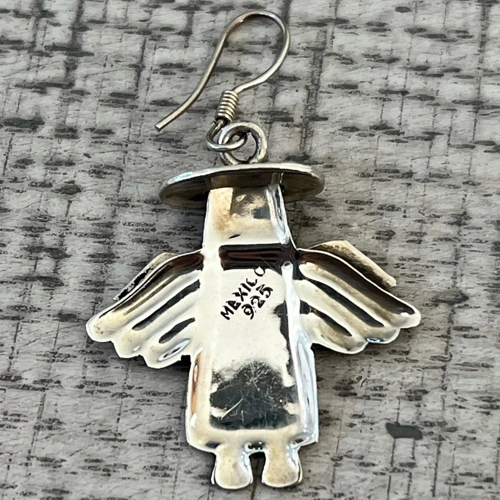Sterling Silver Angel Dangle Earrings with Shepherd Hooks